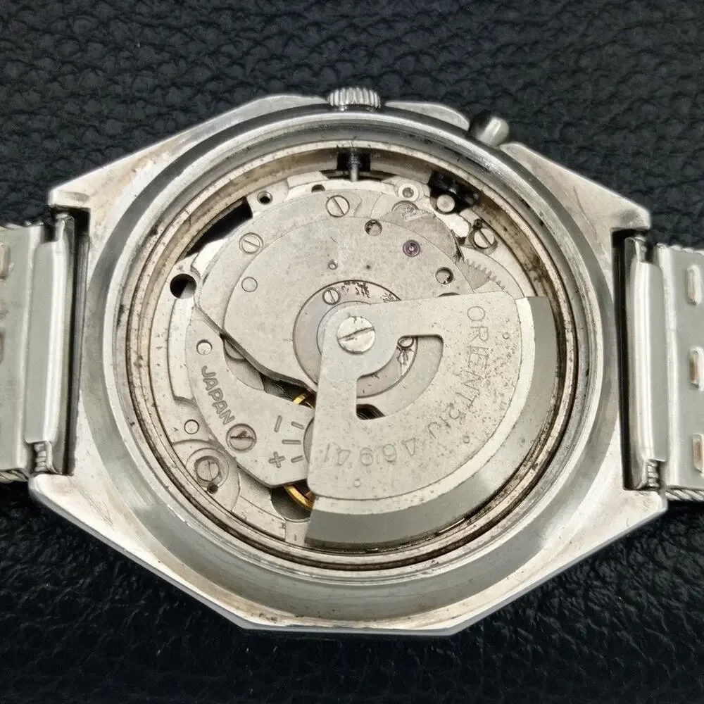 Vintage 1984 Orient Automatic Mens Silver Watch W/daydate & Gold accents
